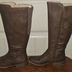 Life Stride Brown Up To The Knee Boots Women's Wide Calf 8M